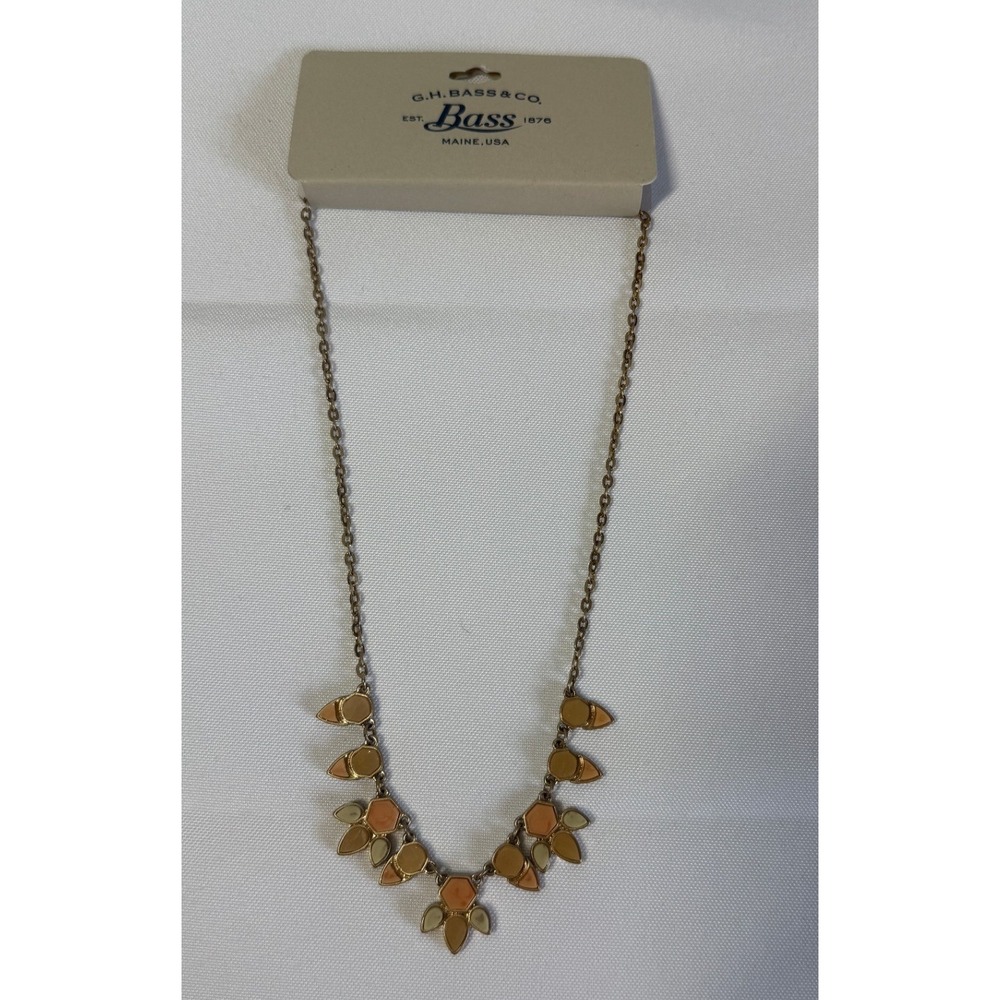 NWT GH Bass & Co Women Blush Geometric Resin Stone Statement Necklace Gold Tone